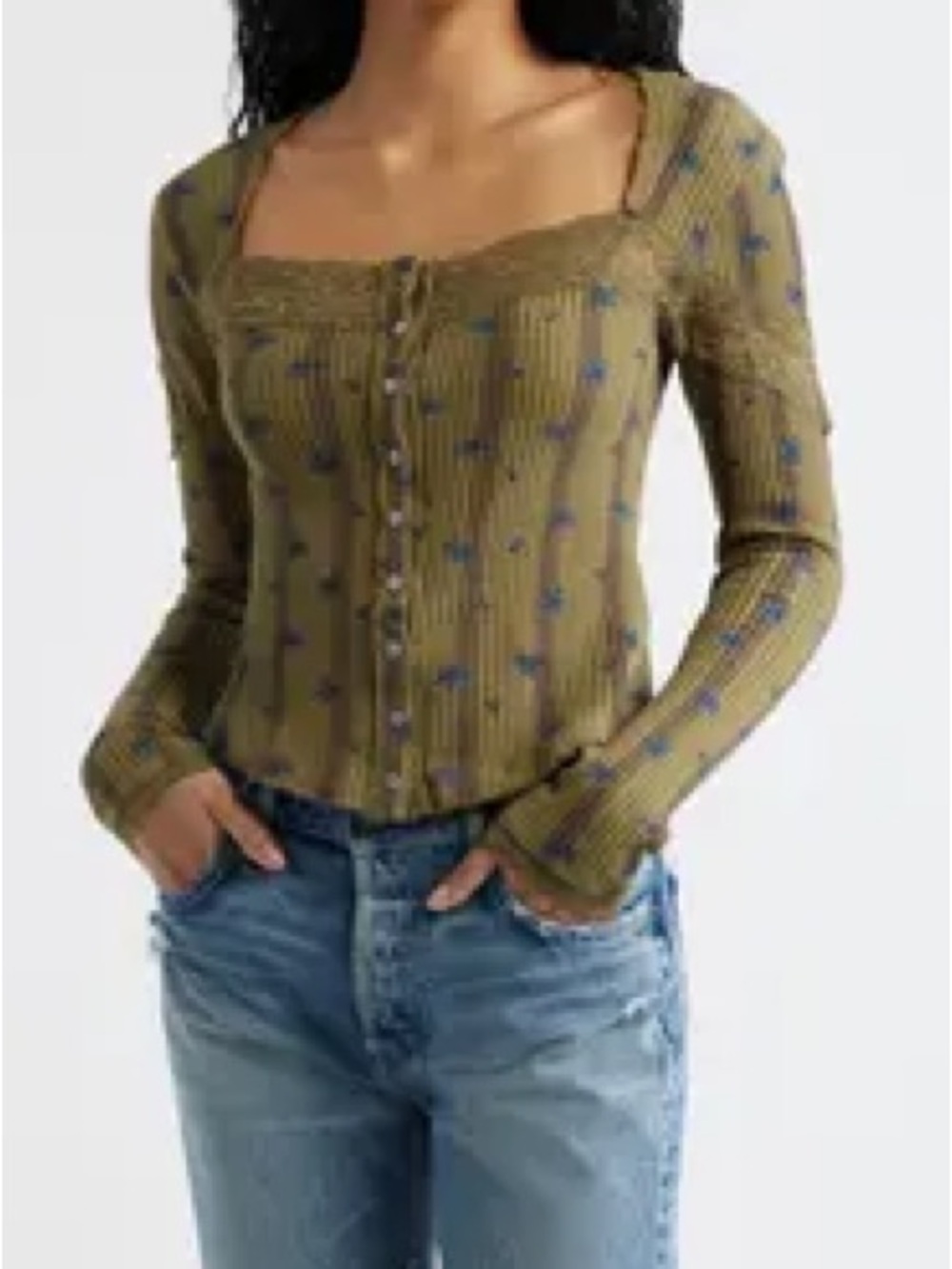 NWT Free People let's party button down floral top - Picture 2 of 2